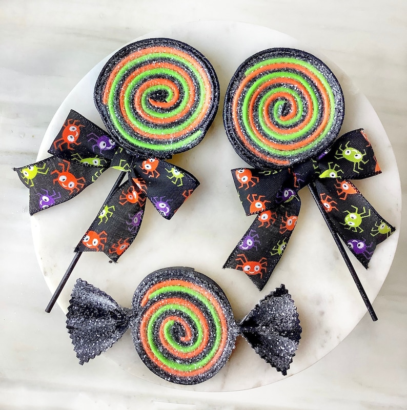 Faux Halloween Lollipops & Candy Decorations Wreath Etsy