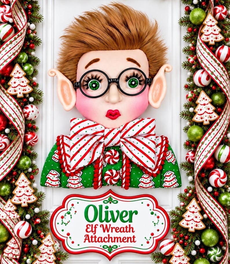 Colours For R Oliver Elf Wreath Attachment, Wall or Door Christmas Decorations ...