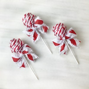 Faux Peppermint Candy Cane Lollipops Christmas Decorations for Christmas, Peppermint Lollipop Wreath Attachments, Embellishments