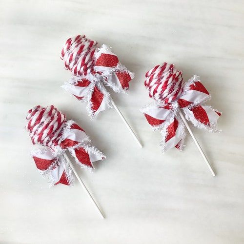 Faux Peppermint Candy Cane Lollipops Christmas Decorations for Etsy