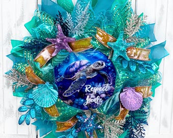 Respect the Locals Magical Sea Turtle Wreath With Jelly Ribbon