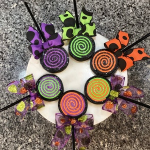 Faux Halloween Lollipops Decorations 2 Sizes, Wreath Attachments, Embellishments, Halloween Decorations, Fake Candy for Swags