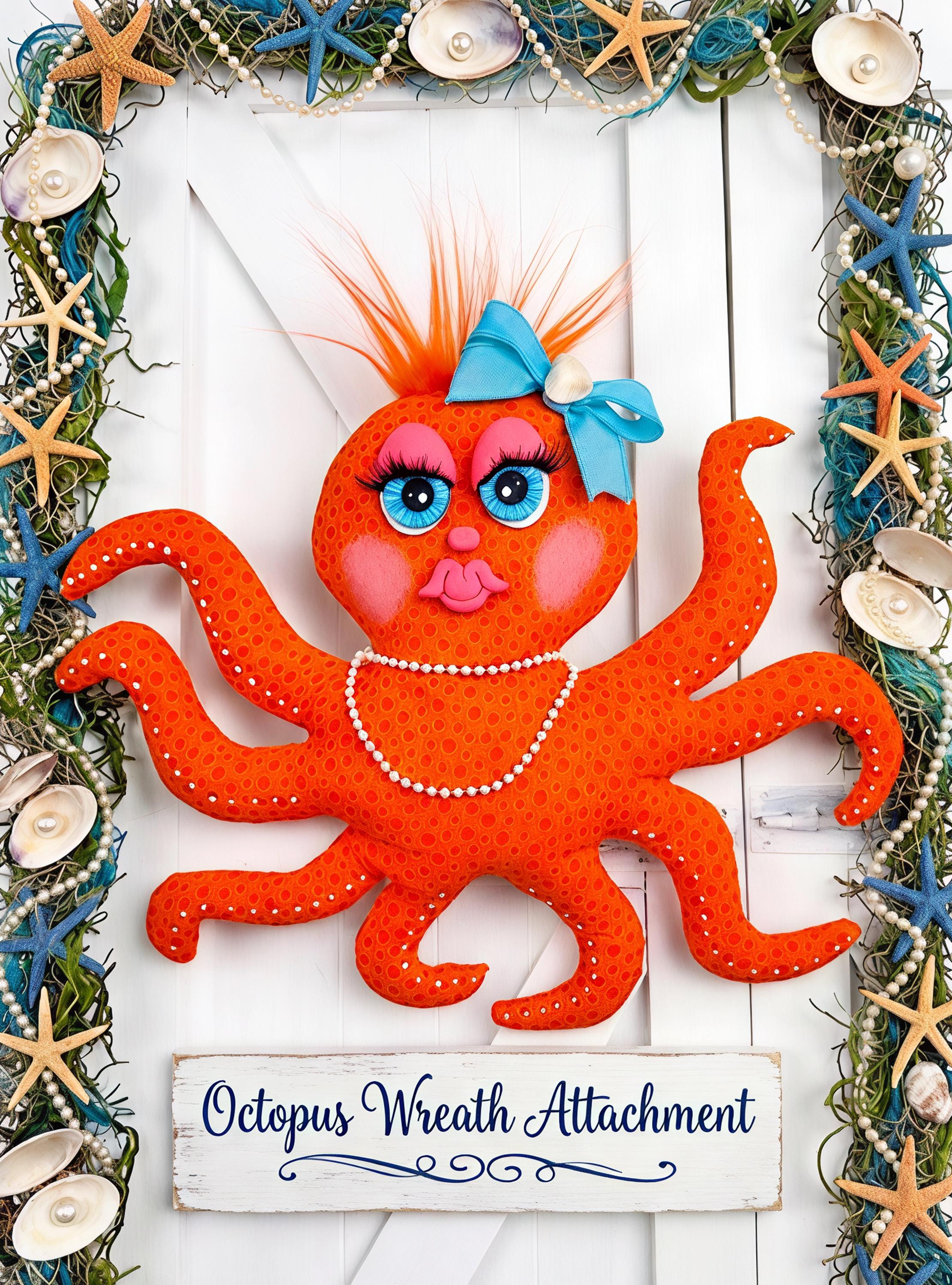 Handmade Plush Orange Octopus Wreath Attachment, Coastal Decor - Etsy