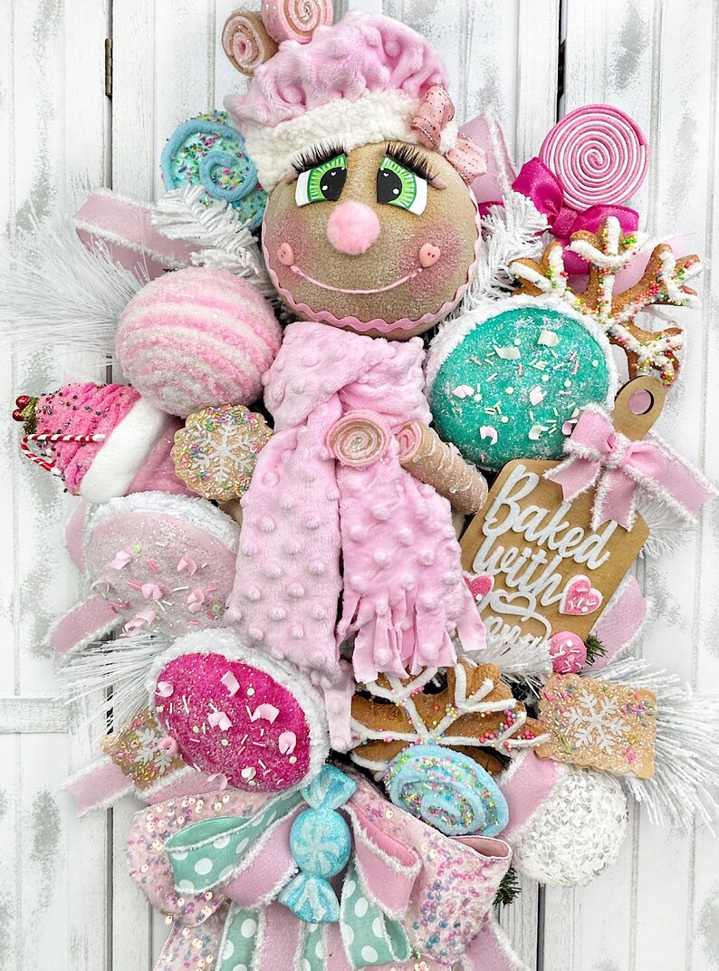Deluxe Gingerbread Christmas Front Door Wreath With Velvet Macaroons ...