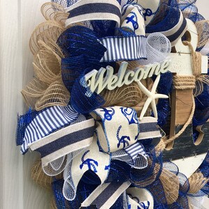 Nautical wreath for front door, beach wreath for front door, coastal wreath for front door, welcome wreath, anchor wreath for front door image 7