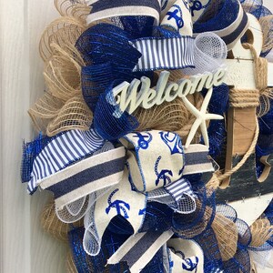 Nautical wreath for front door, beach wreath for front door, coastal wreath for front door, welcome wreath, anchor wreath for front door image 5