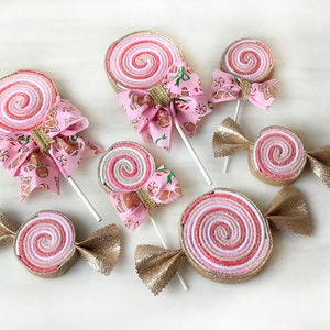 Gingerbread Fake Candy Decorations, Pink, Red, White, Brown Fake Christmas Candy Decorations, Wreath Attachments, Embellishments