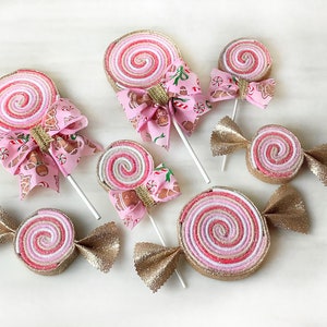 Gingerbread Lollipops and Candy Decorations, Pink, Red, White, Golden  Christmas or Valentines Day Candy Decorations, Wreath Attachments