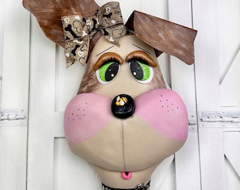 Handmade Snippy Dog Wreath Attachment: Puppy Bee Door Hanger