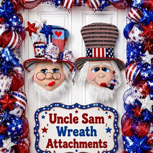 Handmade Patriotic Uncle Sam Wreath Attachment, July 4th Door Decor