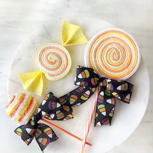 Faux Candy Corn Lollipops, Candy and Cake Pops for Fall Decorating, Halloween Wreath Attachment, Embellishments, Candy Corn Decorations