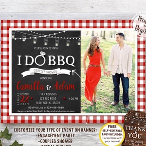 I DO BBQ Invitation / Couples Shower invitation / Engagement party / Digital File / with picture image 1