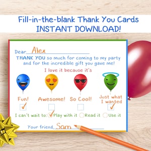 Fill in the blank thank you card, printable file, instant download