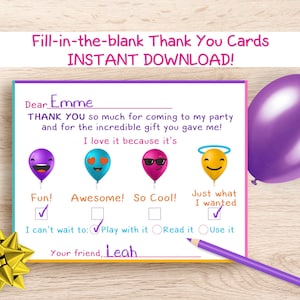 Fill in the blank thank you card, printable file, instant download