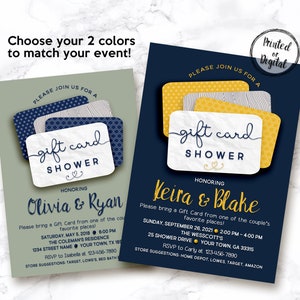 Couples shower invitation, gift card invitation, printable invitation image 1