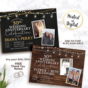 50th Wedding Anniversary invitation, Wedding Anniversary Invitation, rustic anniversary invite