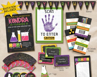 Science Badges. Personalized science party badges. Printable | Etsy