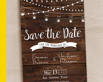 rustic save the date template etsy