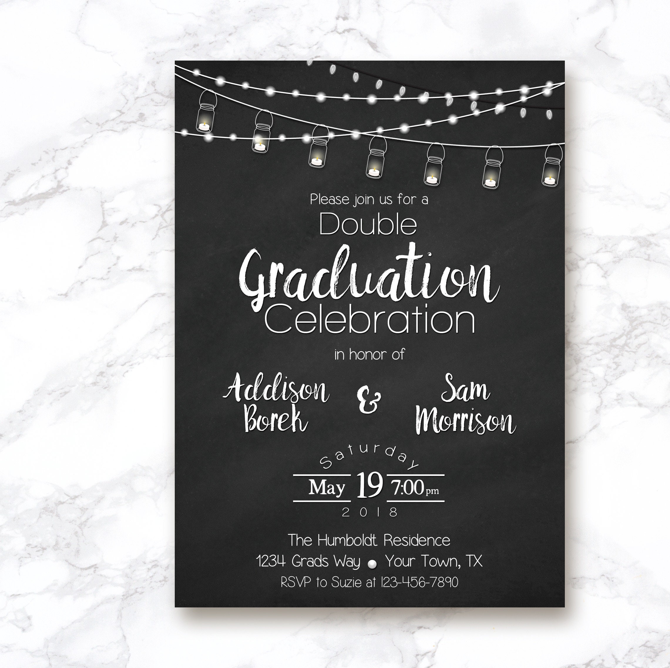 Double Graduation Invitation Double Graduation Party Etsy