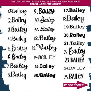 a poster with the names of different font styles