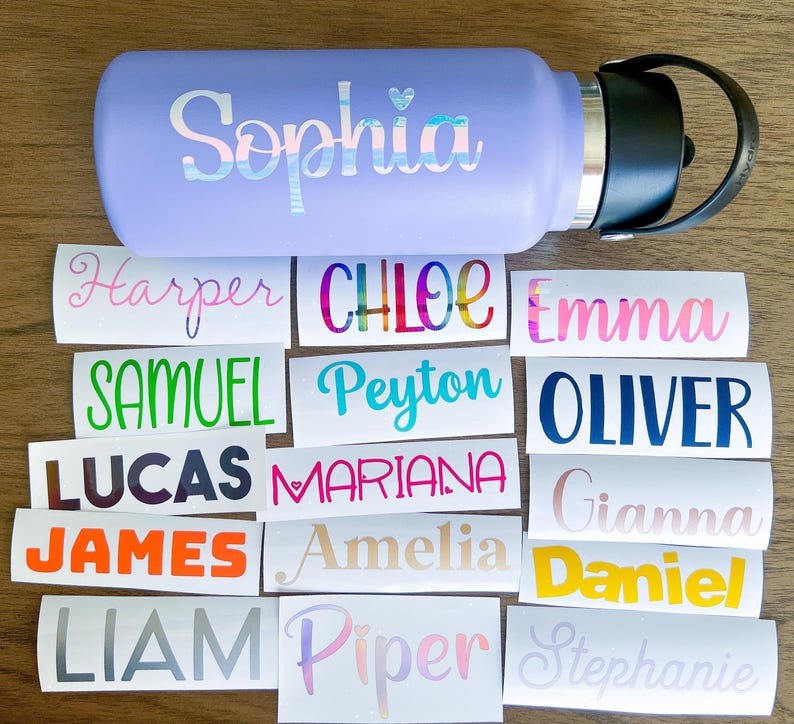 Name stickers for water bottles, custom name stickers, custom name decals, name decal, vinyl decal, name decals for water bottles image 1