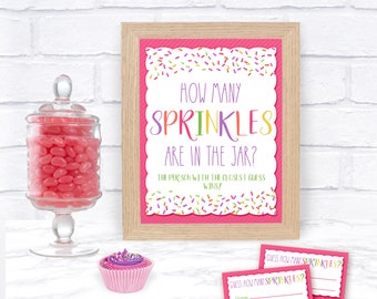 Guess how many sprinkles in the jar game, Baby Shower Games, Baby Shower Activity, Baby Sprinkle Games, Baby Sprinkle Game