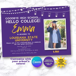 Off to college party invitation, farewell graduation party invitation, trunk party invitation, printable invite, instant download, template