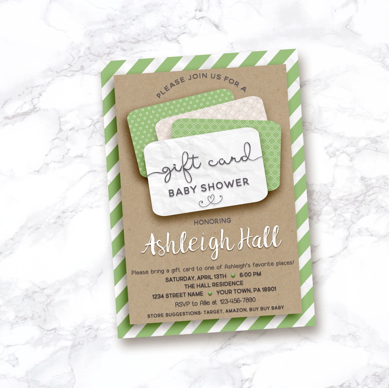 Gift Card Shower Invitation Gift Card Baby Shower Gift Card Etsy
