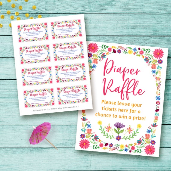 Fiesta Diaper Raffle Ticket Printable Diaper Raffle Card - Etsy