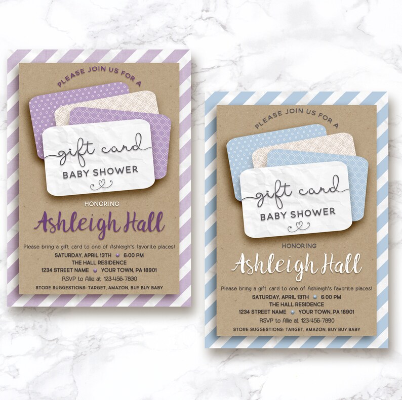 Gift Card Shower Invitation Gift Card Baby Shower Gift Card Etsy