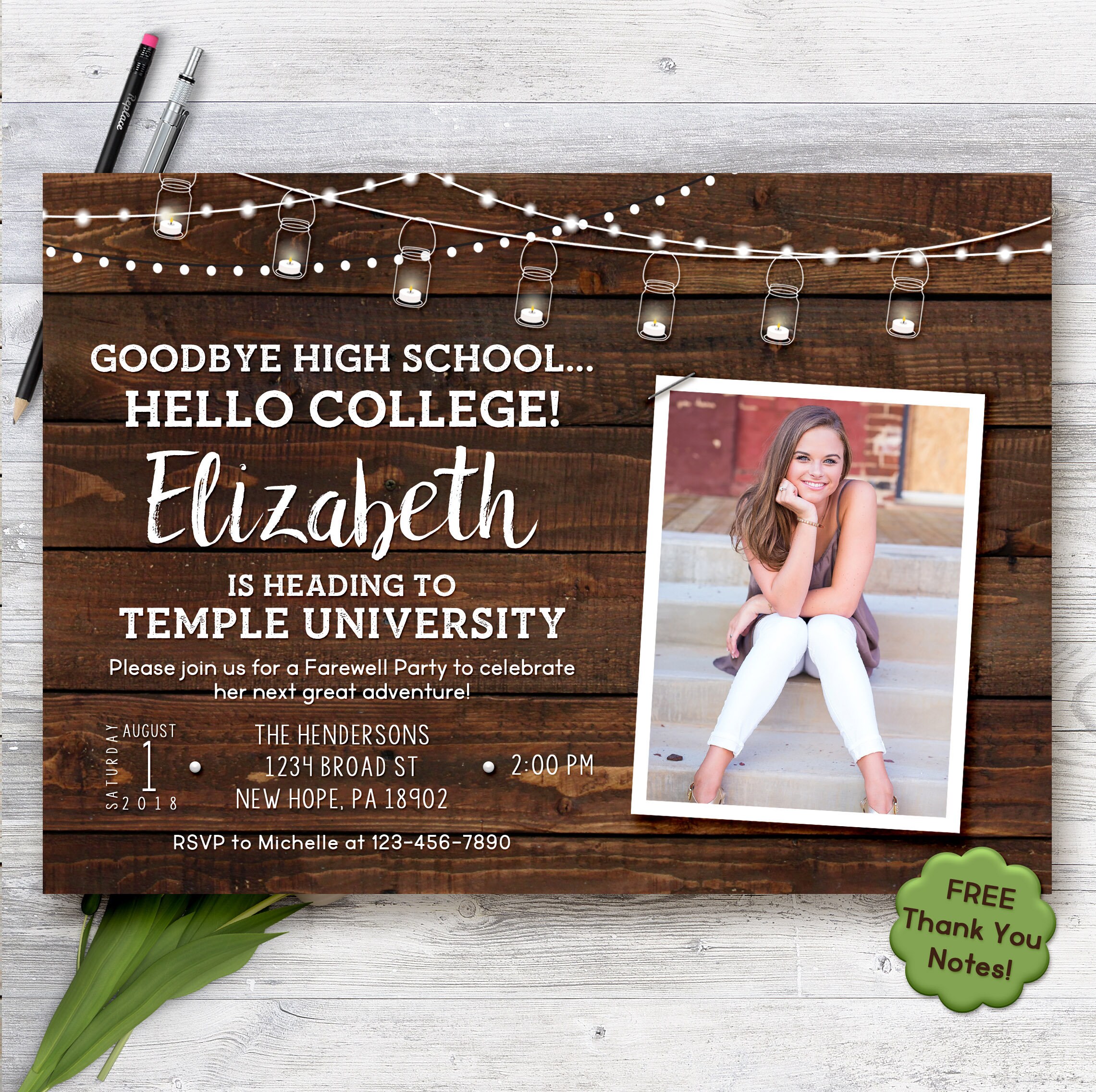 Off to college party invitation, farewell graduation party invitation…