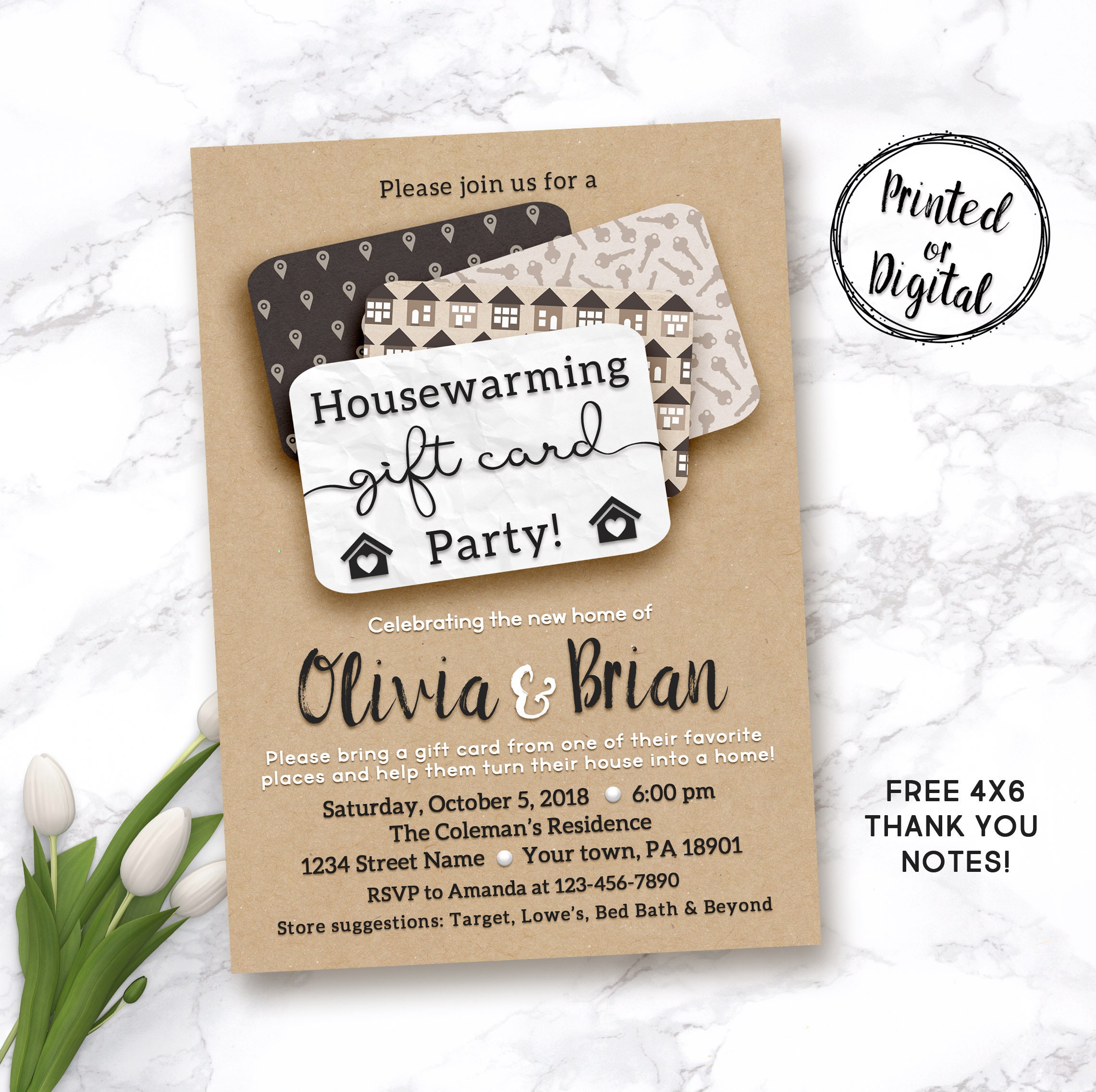 Housewarming Invitation Gift Card Housewarming Invitation Etsy