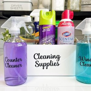 Cleaning labels, Laundry labels, cleaning supplies labels