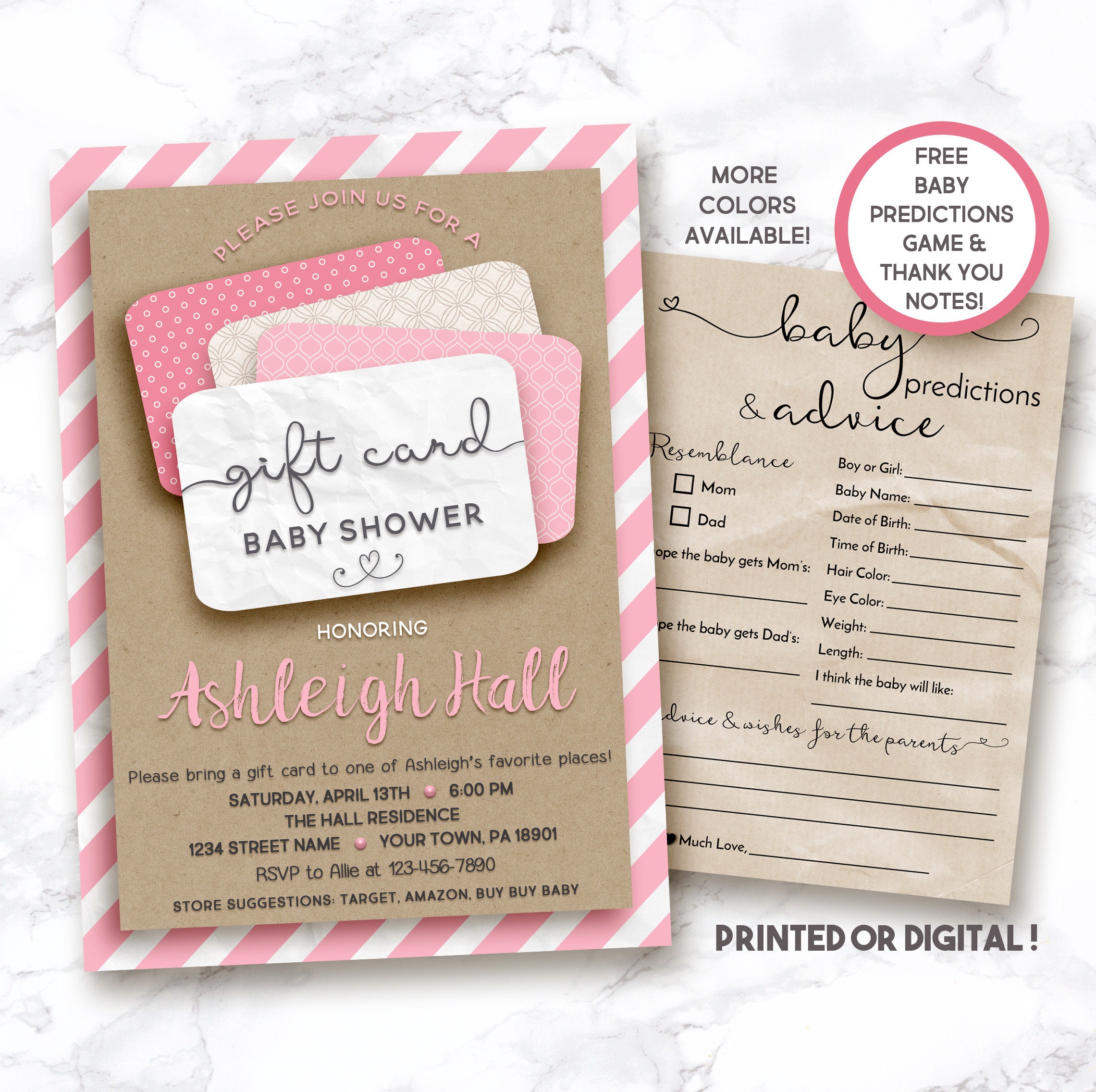 Gift Card Shower Invitation Gift Card Baby Shower Gift Card  Etsy