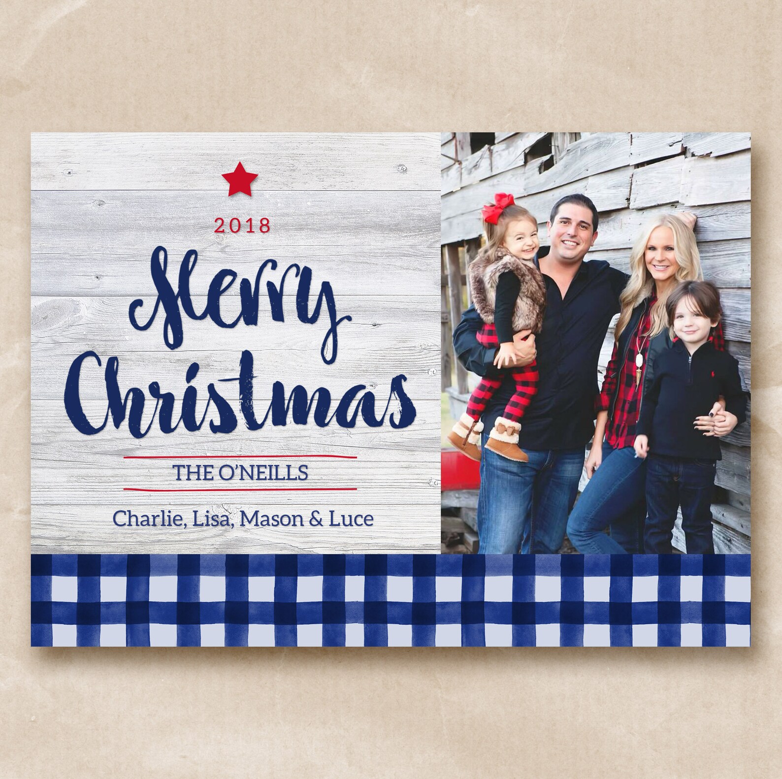 Blue buffalo plaid christmas card buffalo plaid christmas | Etsy