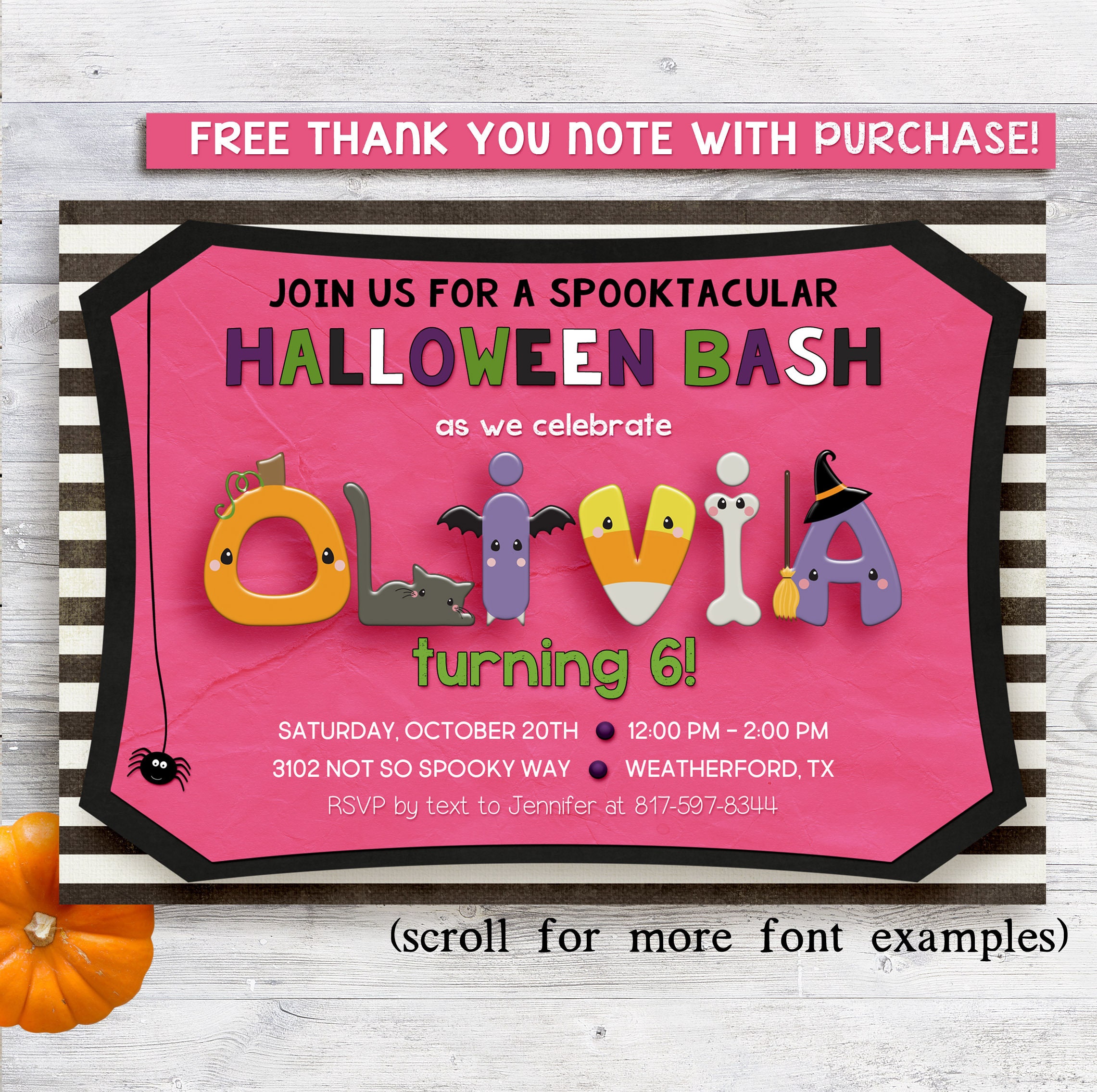 HALLOWEEN Birthday Party Invitation Kids Halloween Party Etsy