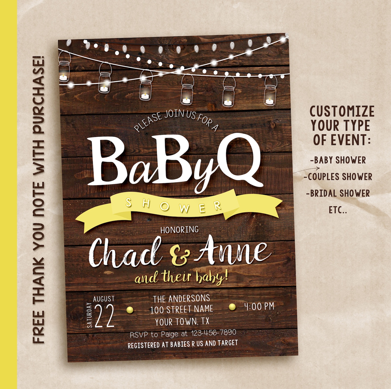 Babyq Invitation Babyq Shower Invitation Bbq Baby Shower Etsy
