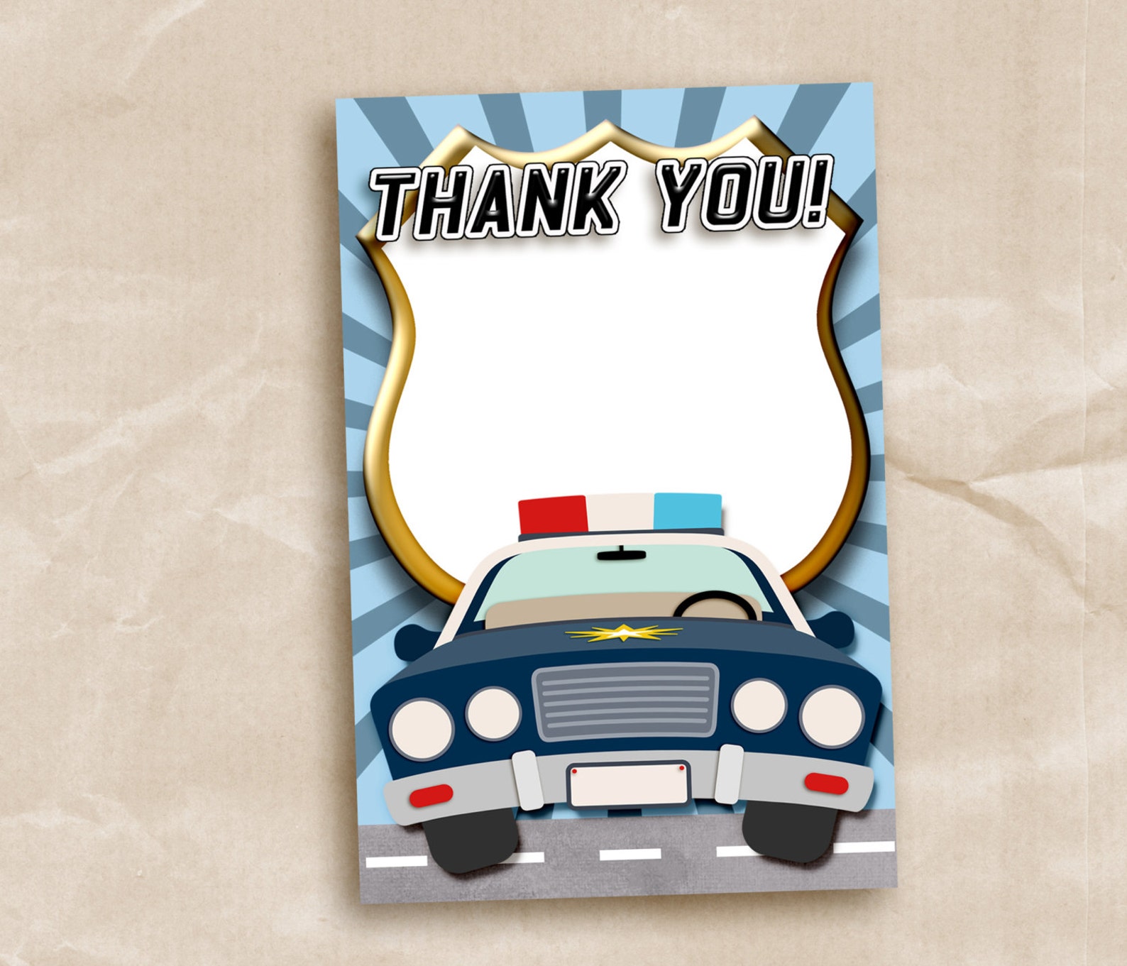Police Birthday Party Invitation. Printable Digital 5x7. FREE THANK YOU ...