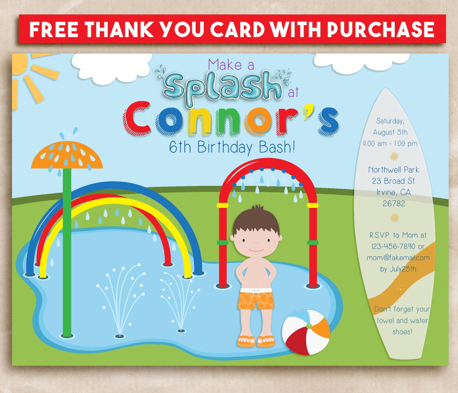 Splash party invitation birthday party invitation printable Etsy