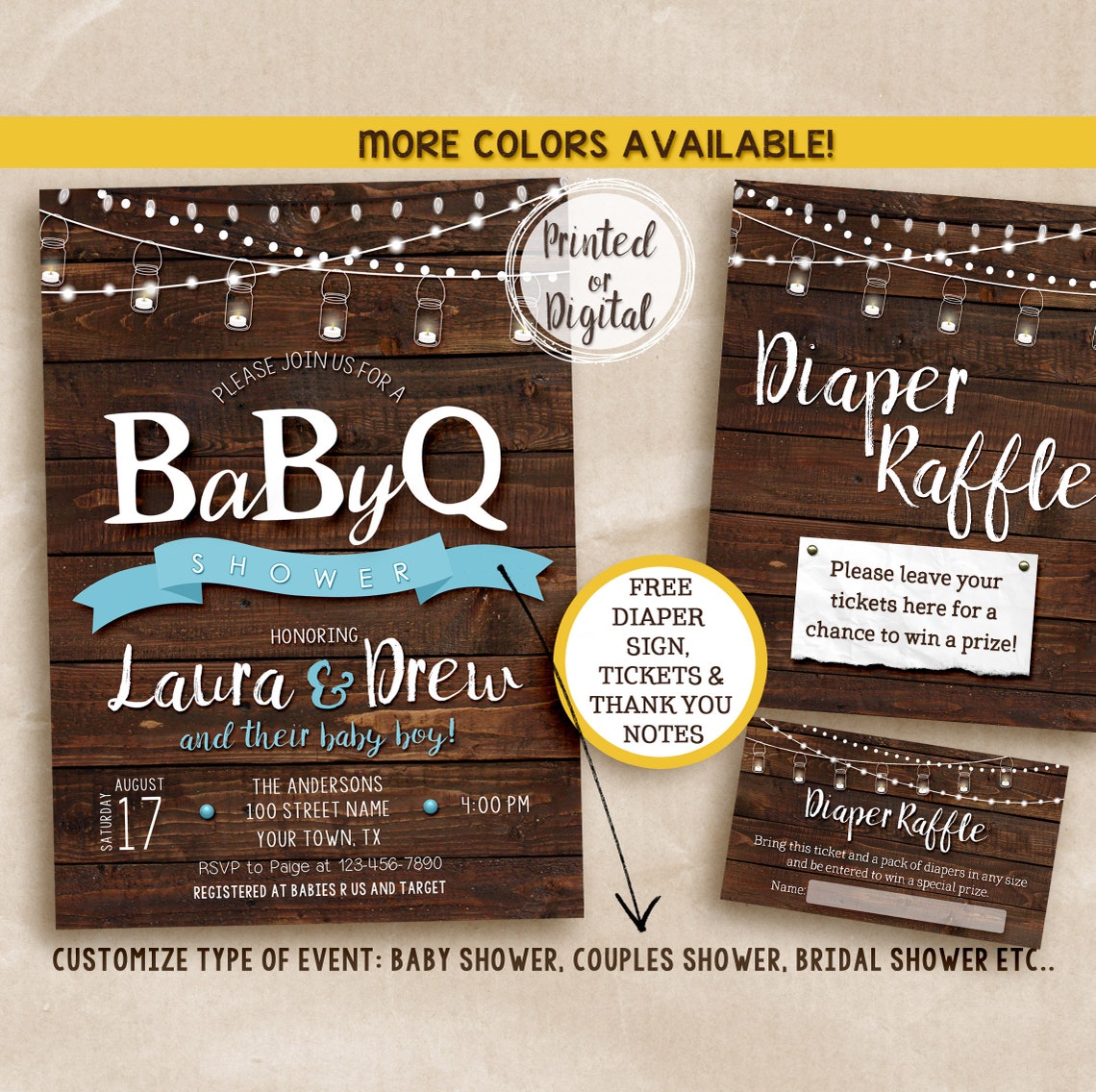 Babyq Invitation Babyq Shower Invitation Bbq Baby Shower Etsy