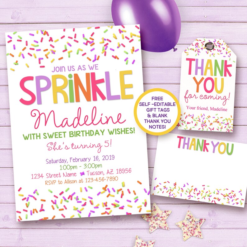 Sprinkle Birthday Invitation / Sprinkle Printable Invitation Etsy