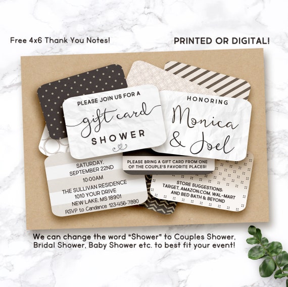 Gift Card Bridal Shower Invitation Couples Gift Card Shower Etsy