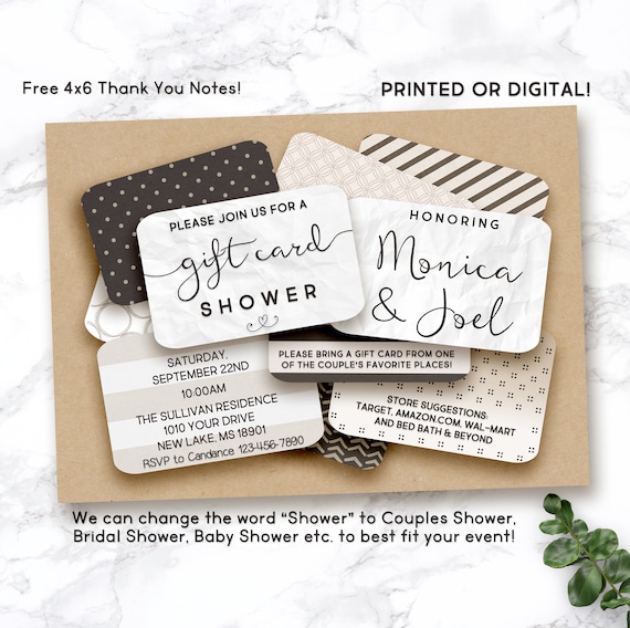 Gift Card Bridal Shower Invitation Couples Gift Card Shower Etsy