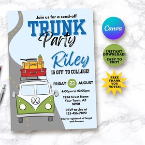 100% Baumwolle Uni-Trunk - Partyeinladung - Vorlage (digitaler Download)