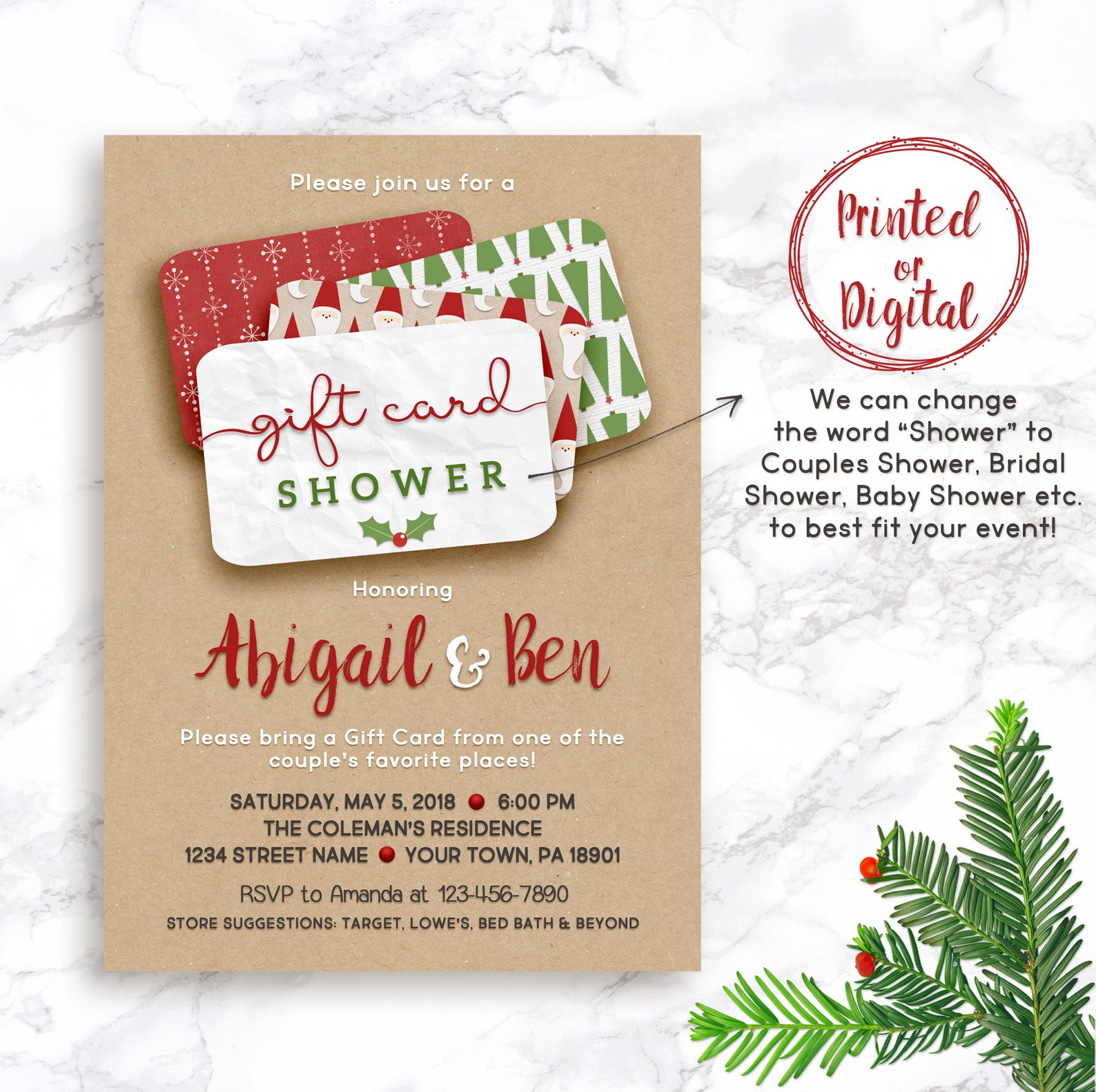Gift Card Shower Invitation Gift Card Baby Shower Baby Etsy