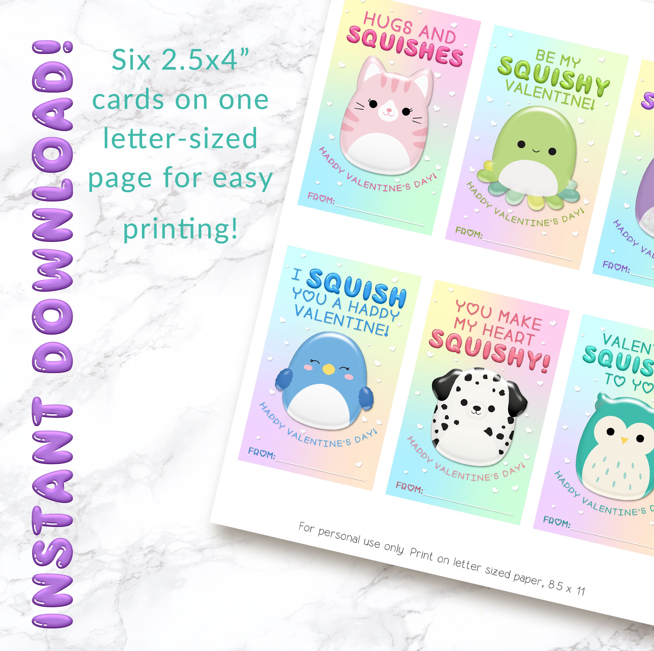 Squishmallows Valentine Cards Squishmallows Valentine Card Etsy