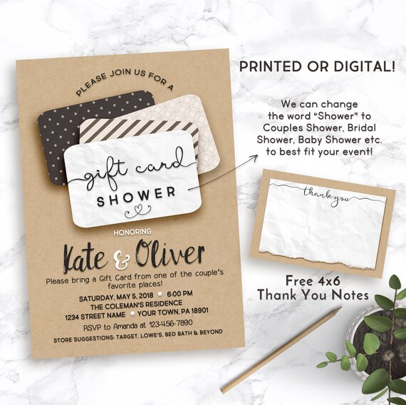 Gift Card Shower Invitation Etsy