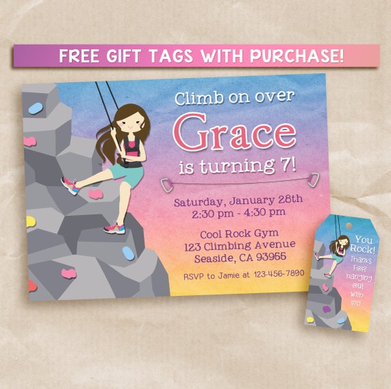Rock Climbing Birthday Invitation Rock Climbing Invitation Etsy