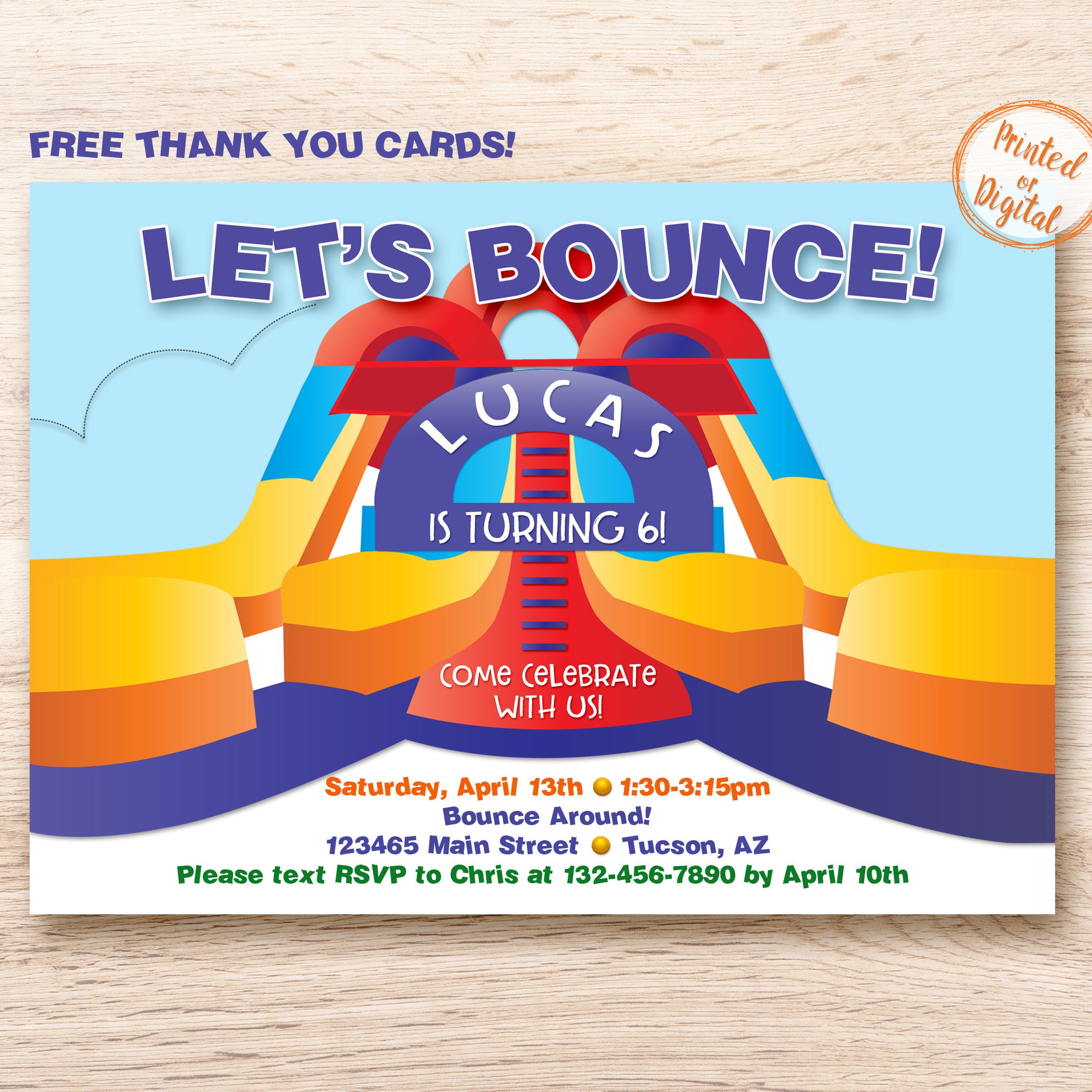 Invitations & Announcements Paper Moon Bounce Inflatable party