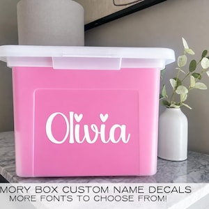 Custom Name Sticker, Kids Memory Box, Milestone Tote Name Decal, Custom Memory Box Sticker